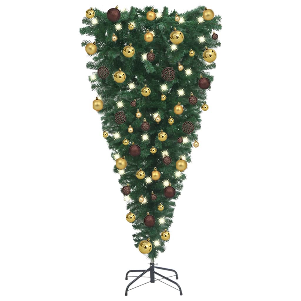 vidaXL Árvore Natal artificial pré-iluminada invertida c/ bolas 120 cm