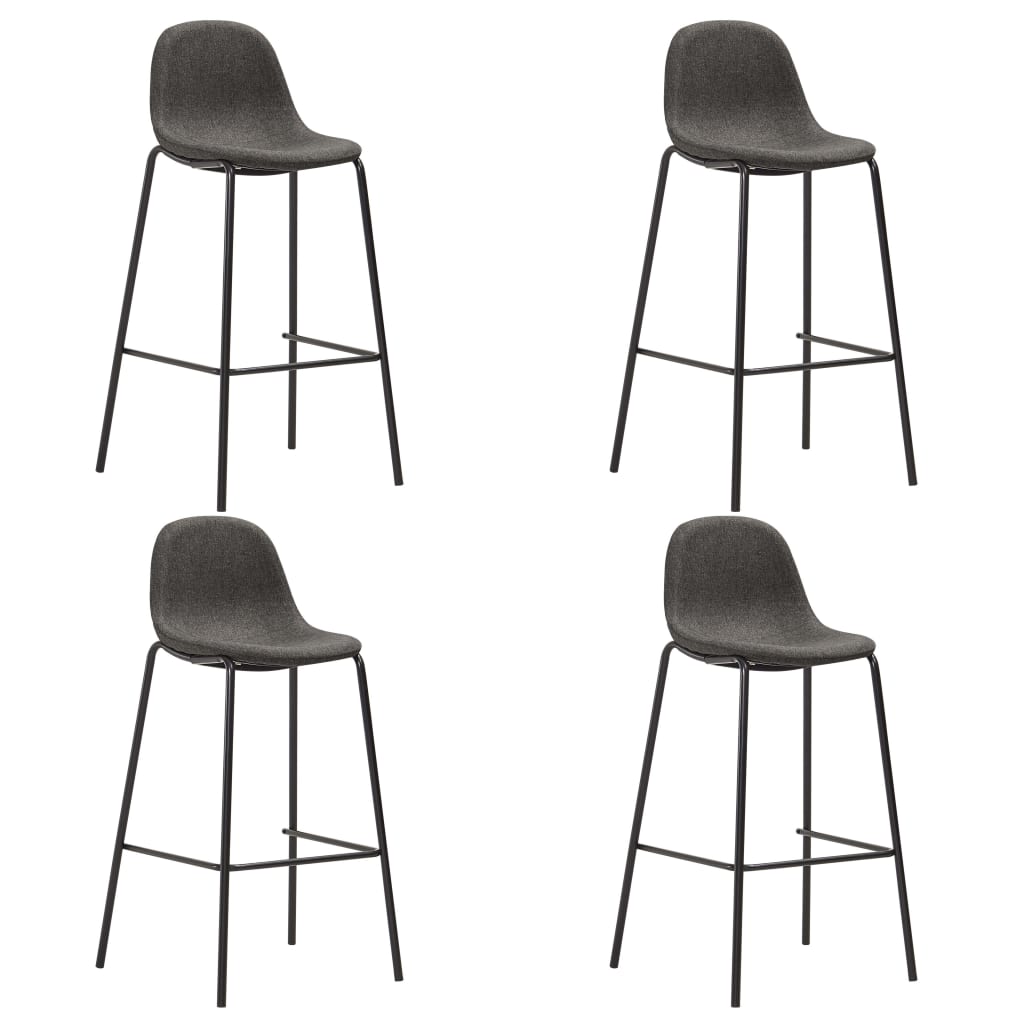 vidaXL Cadeiras de bar 4 pcs tecido cinzento-escuro