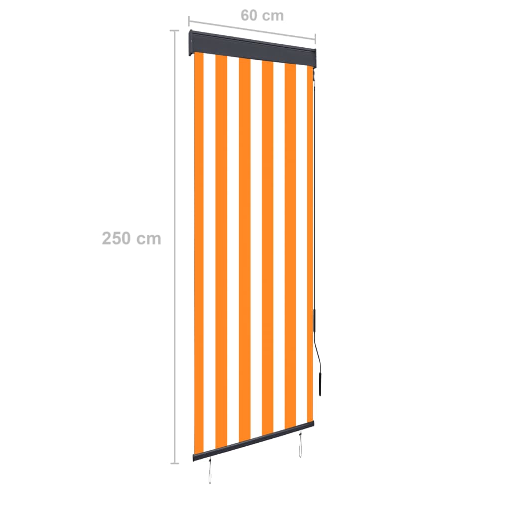 vidaXL Estore de rolo para exterior 60x250 cm branco e laranja