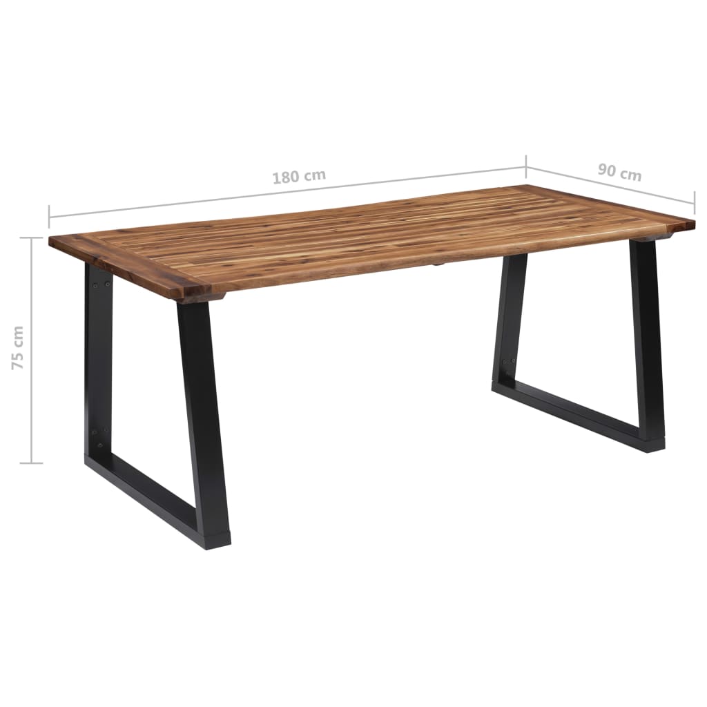 vidaXL Mesa de jantar em madeira de acácia maciça 180x90 cm
