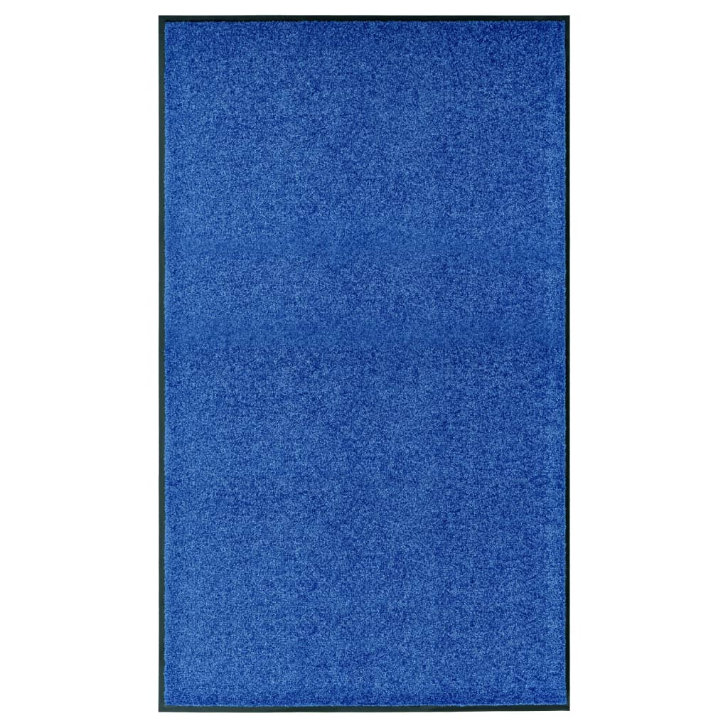vidaXL Tapete de porta lavável 90x150 cm azul