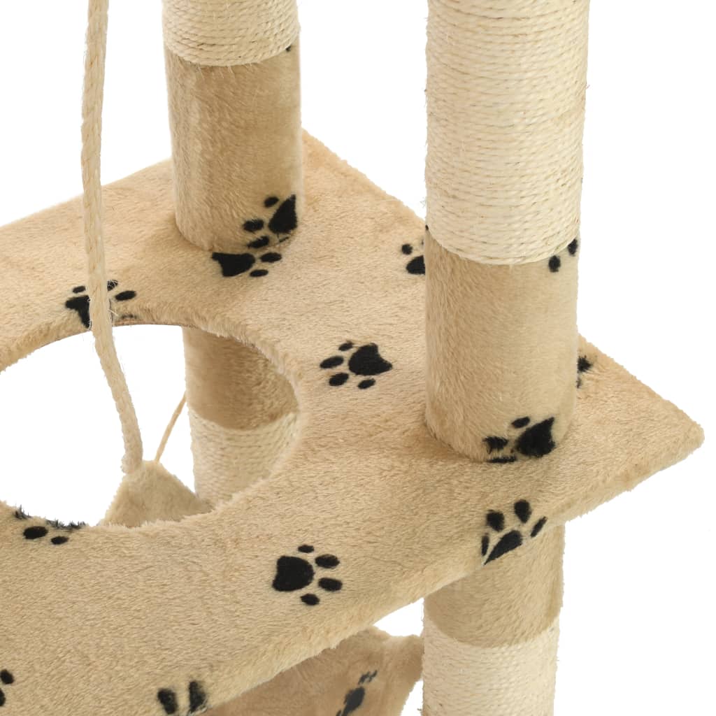 vidaXL Árvore para gatos c/postes arranhadores sisal 140 cm bege