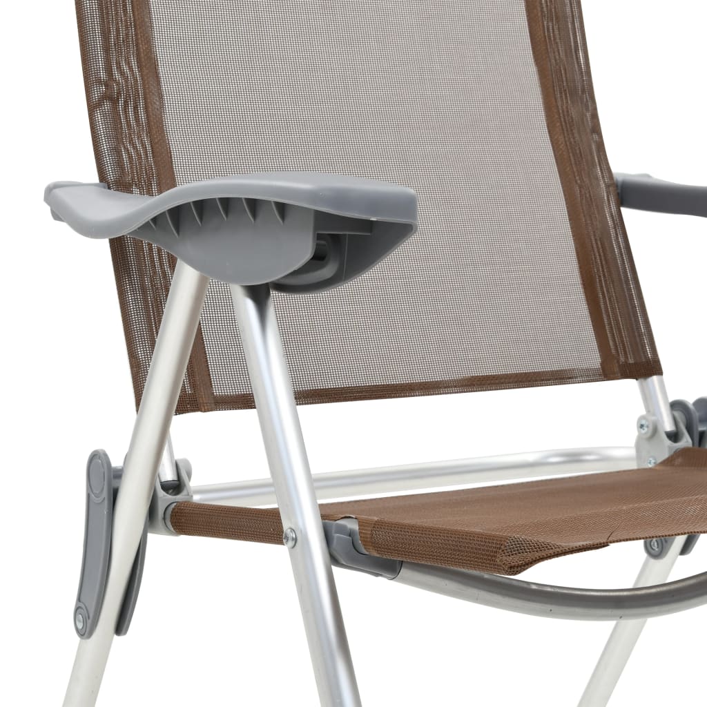 vidaXL Cadeiras de campismo dobráveis 2 pcs alumínio castanho