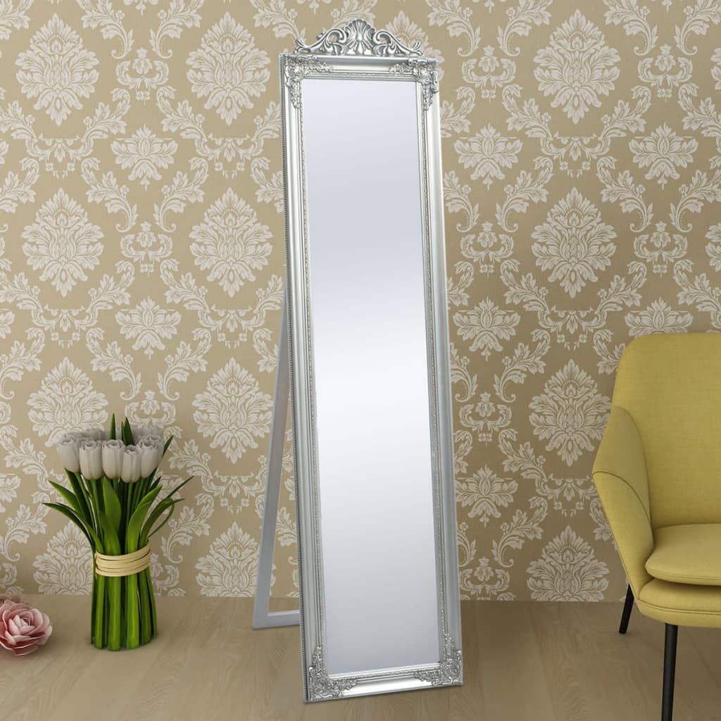 vidaXL Espelho de pé, estilo barroco, 160x40 cm, prateado