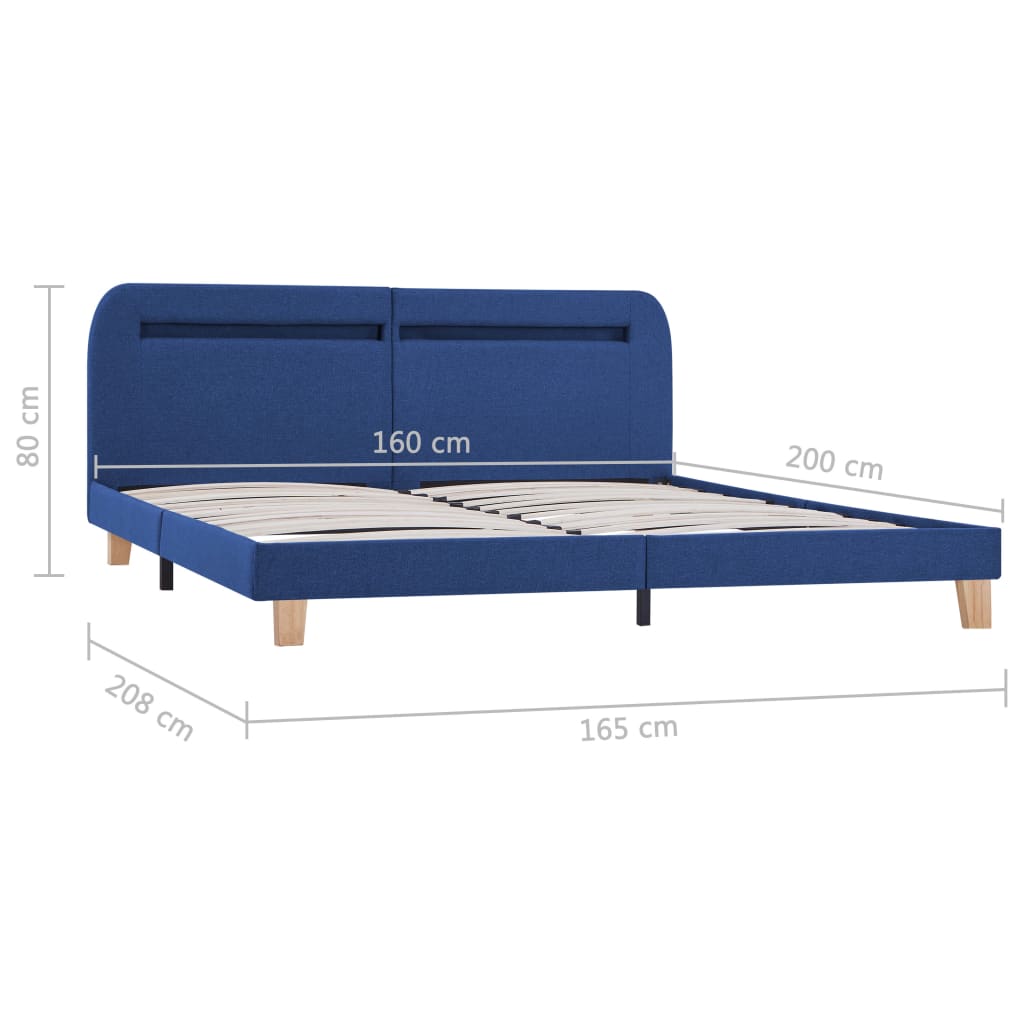vidaXL Estrutura de cama com LED em tecido 160x200 cm azul