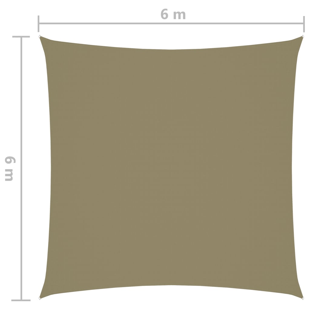 vidaXL Para-sol estilo vela tecido oxford quadrado 6x6 m bege