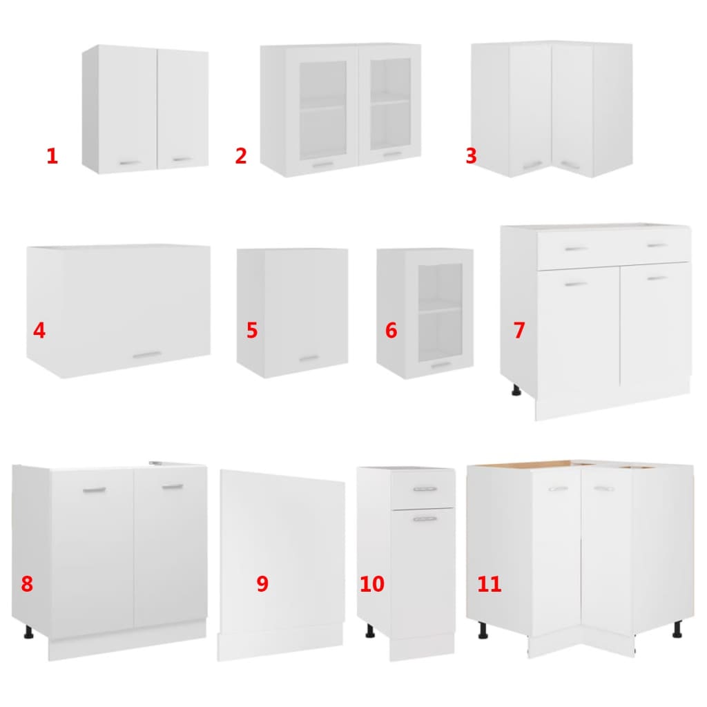 vidaXL 11 pcs conjunto armários de cozinha derivados de madeira branco