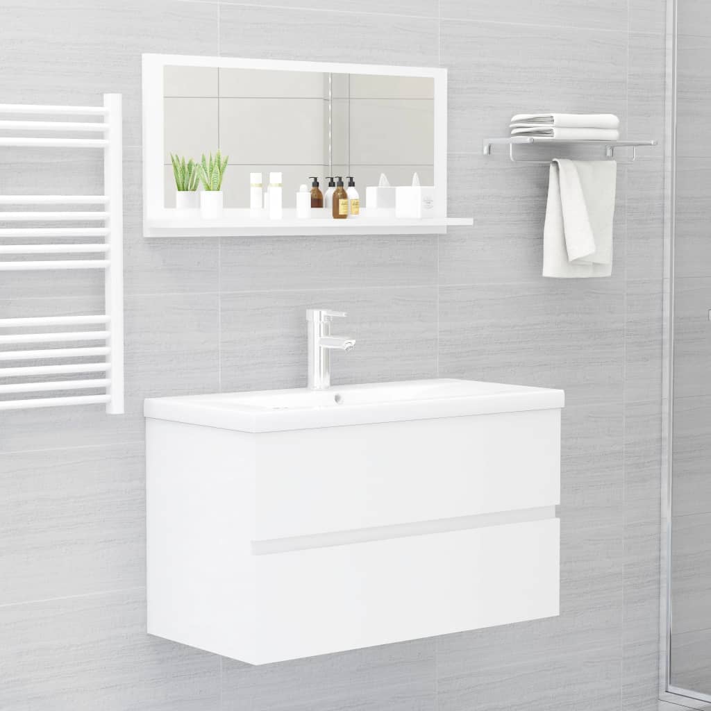 vidaXL Espelho de casa de banho 80x10,5x37cm contrap. branco brilhante