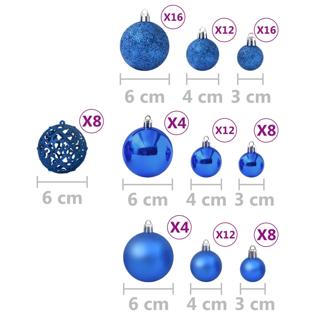 vidaXL Conjunto de bolas de natal 100 pcs azul
