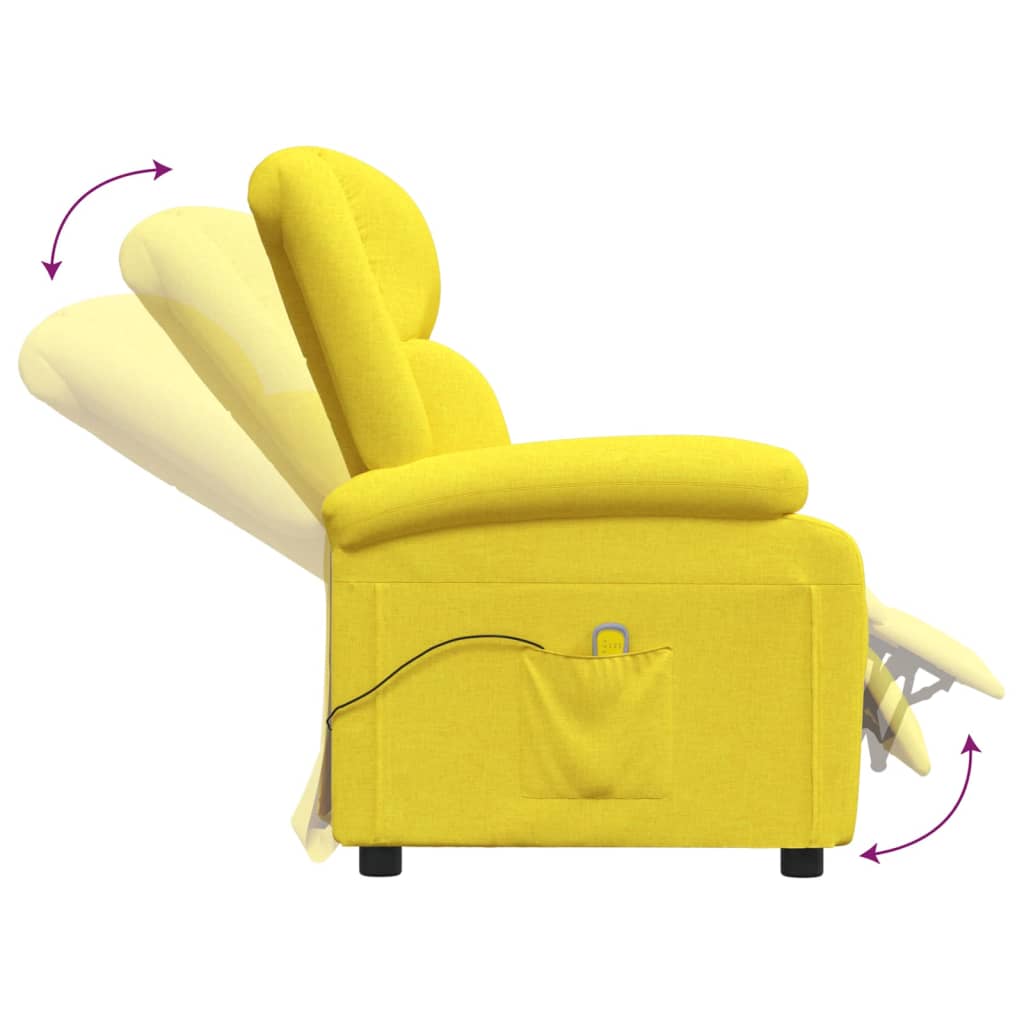 vidaXL Poltrona de massagens tecido amarelo-claro