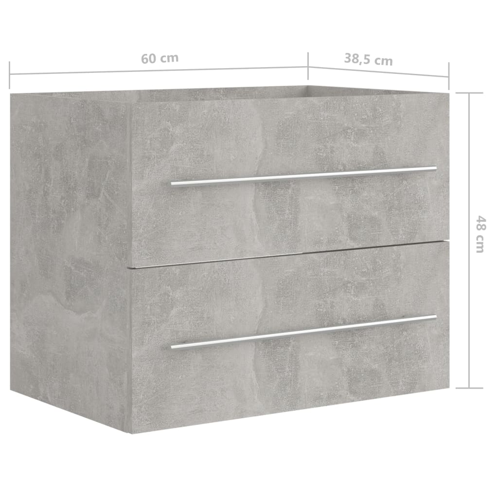 vidaXL Armário lavatório 60x38,5x48 cm contraplacado cinzento-cimento