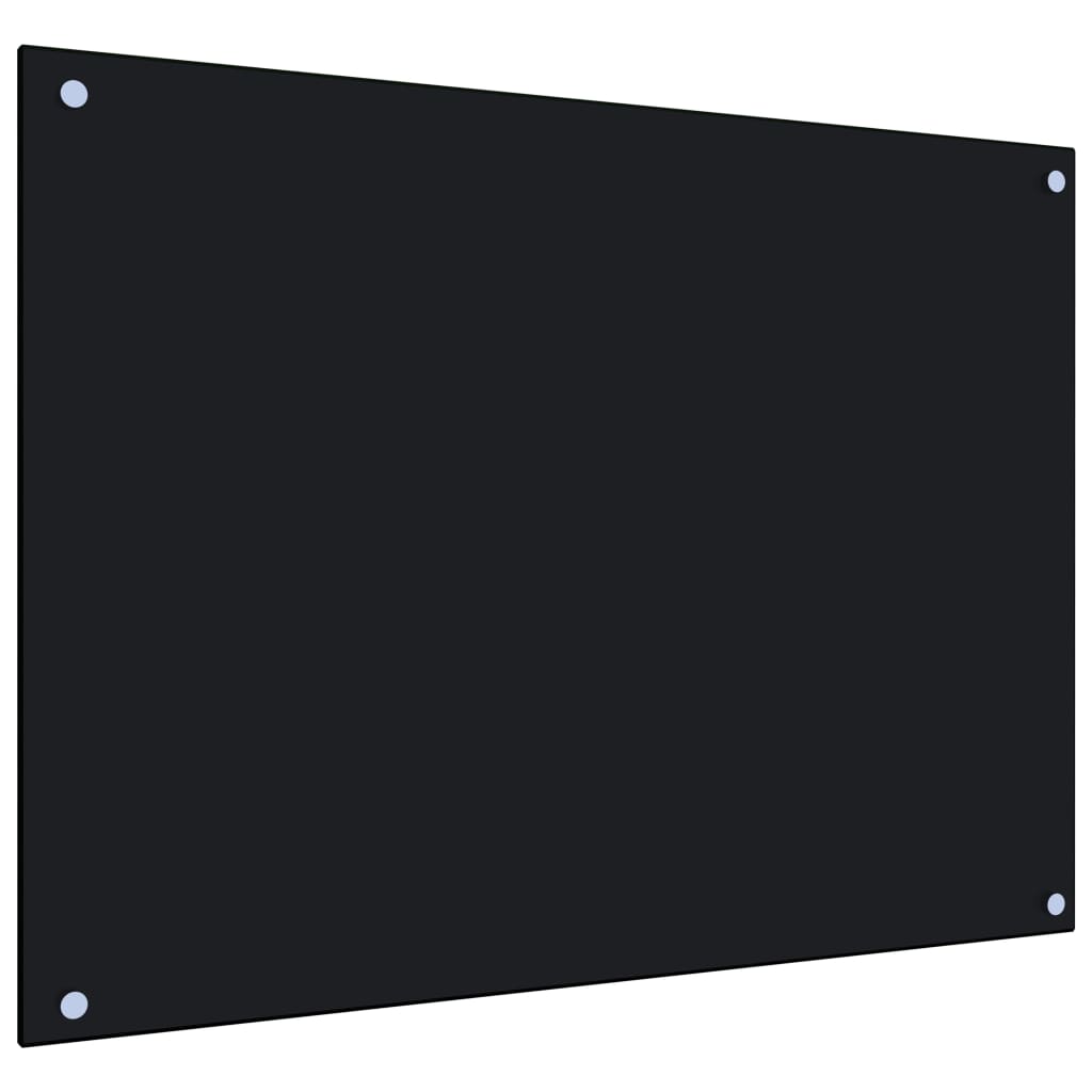 vidaXL Painel anti-salpicos de cozinha 80x60 cm vidro temperado preto
