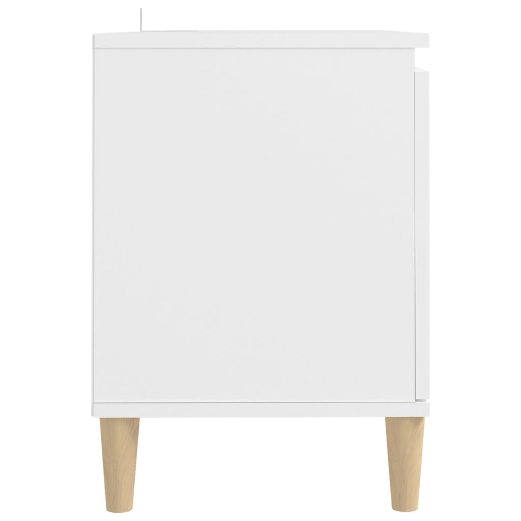 vidaXL Móvel de TV c/ pernas de madeira maciça 103,5x35x50 cm branco
