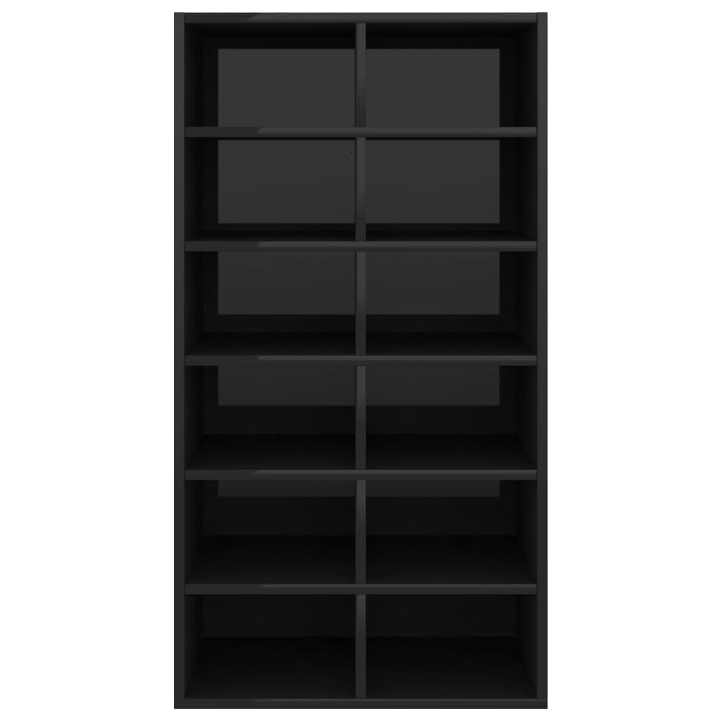 vidaXL Sapateira 54x34x100,5 cm derivados de madeira preto brilhante