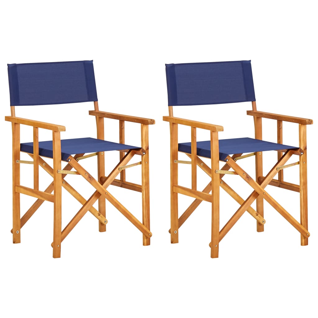 vidaXL Cadeiras de realizador 2 pcs madeira de acácia maciça azul