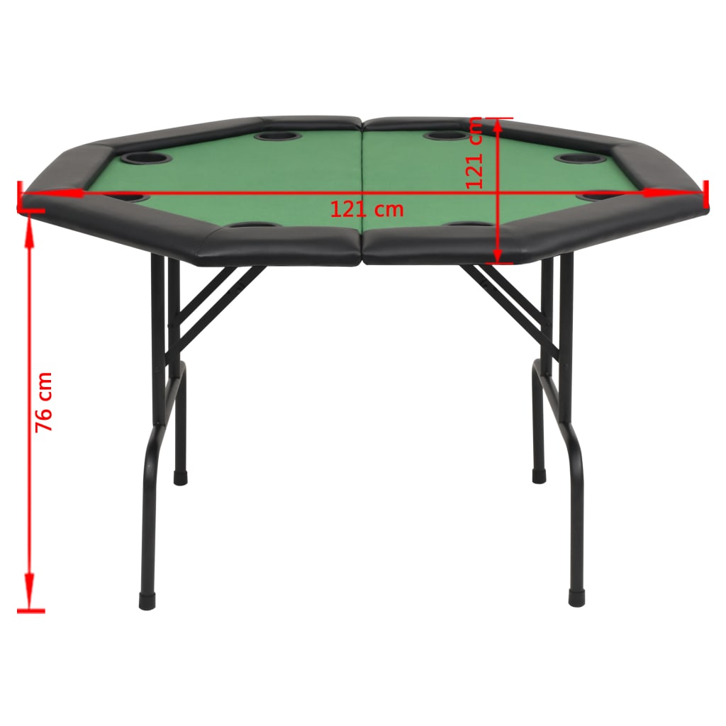 vidaXL Mesa de póquer dobrável em dois 8 jogadores octogonal verde