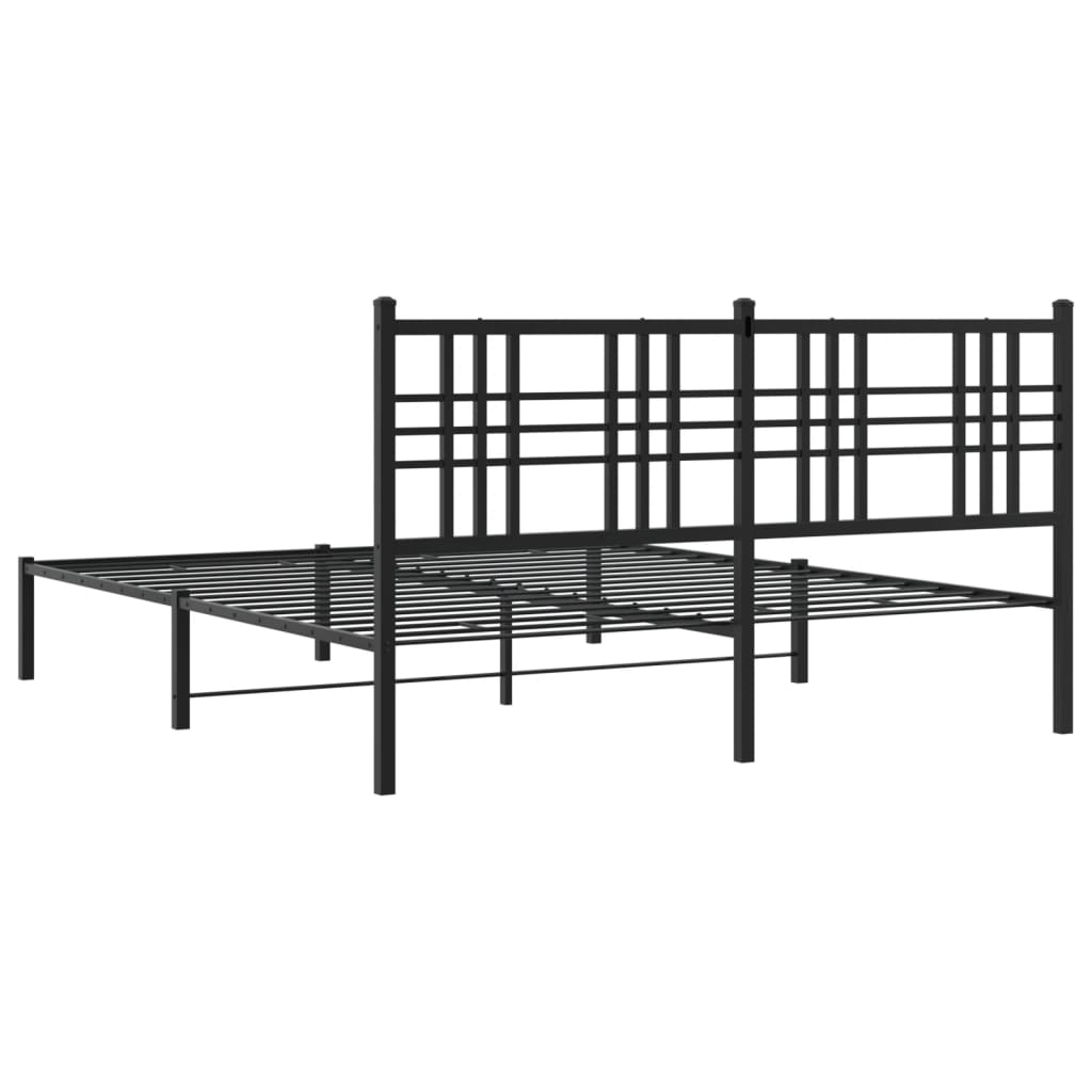 vidaXL Estrutura de cama em metal com cabeceira 150x200 cm preto