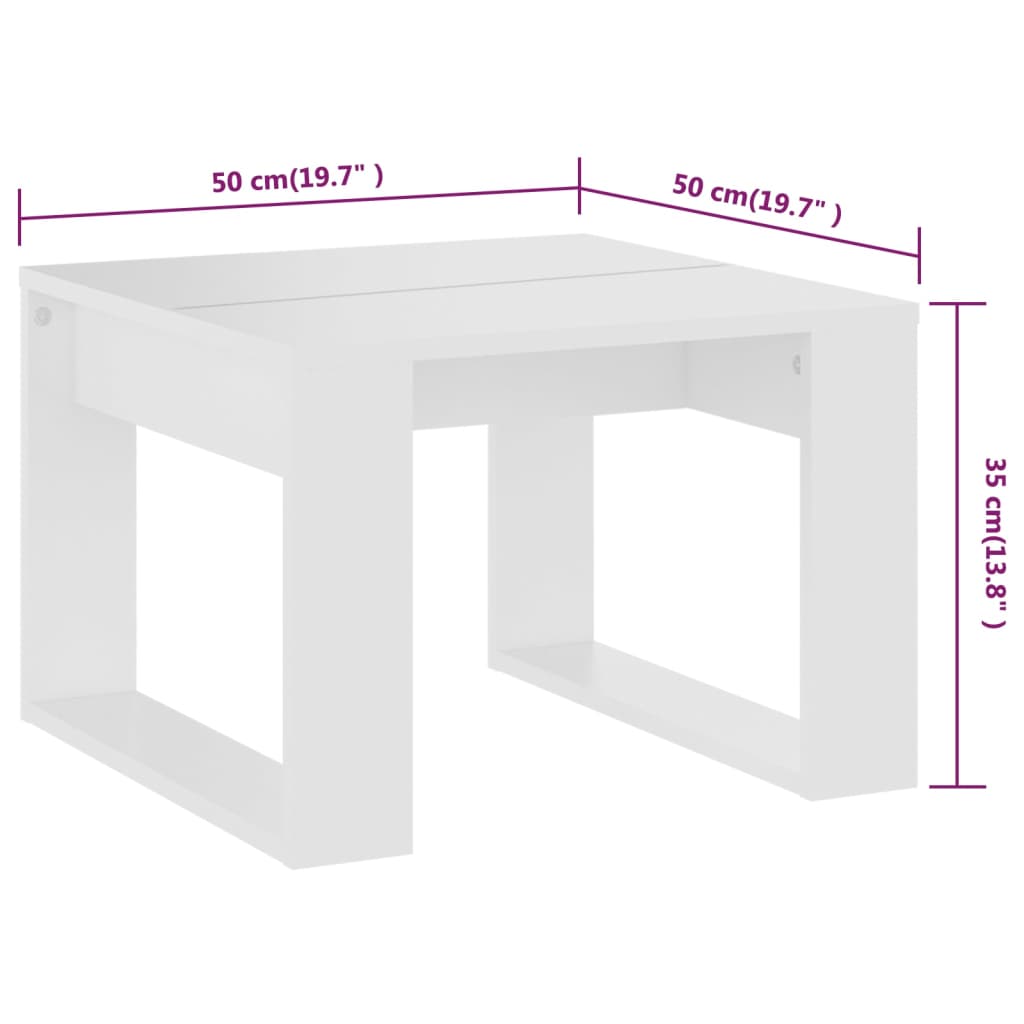 vidaXL Mesa de apoio 50x50x35 cm contraplacado branco