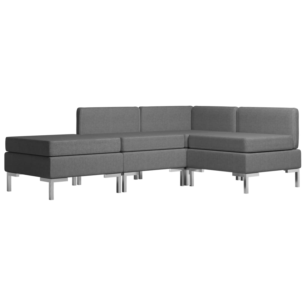vidaXL 4 pcs conjunto de sofás tecido cinzento-escuro