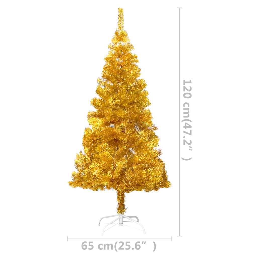vidaXL Árvore Natal artificial pré-iluminada c/bolas 120cm PET dourado