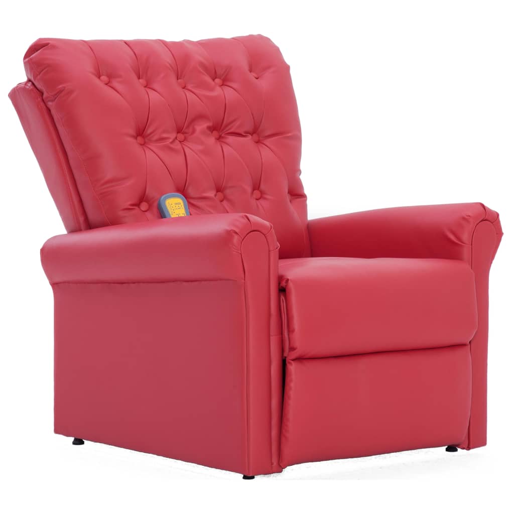 vidaXL Cadeira massagens reclinável couro artificial vermelho