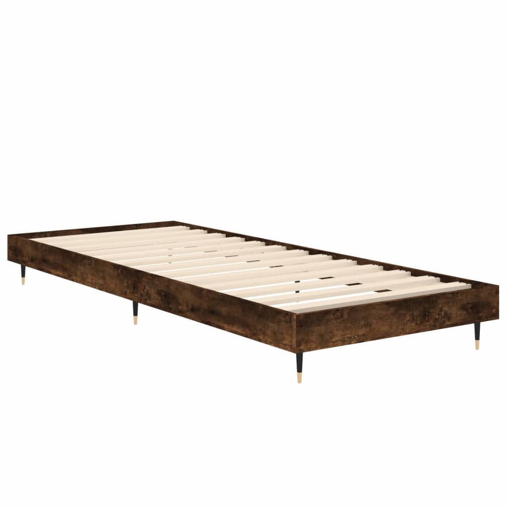 vidaXL Estrutura cama 75x190 cm derivados de madeira carvalho fumado