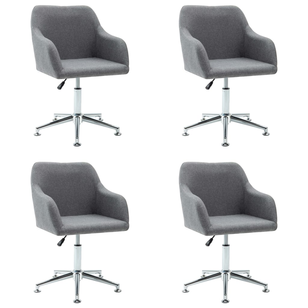 vidaXL Cadeiras de jantar giratórias 4 pcs tecido cinzento-claro