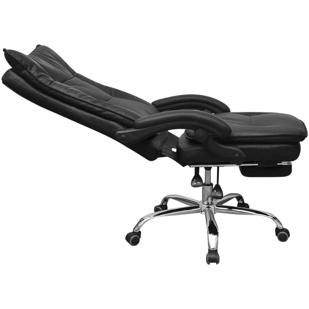 vidaXL Cadeira de escritório reclinável com apoio braços, preto
