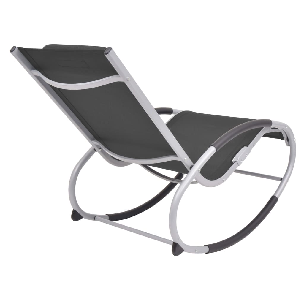 vidaXL Cadeira de baloiço para jardim textilene preto