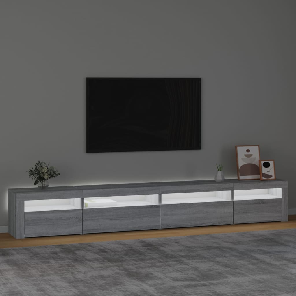 vidaXL Móvel de TV com luzes LED 270x35x40 cm sonoma cinza