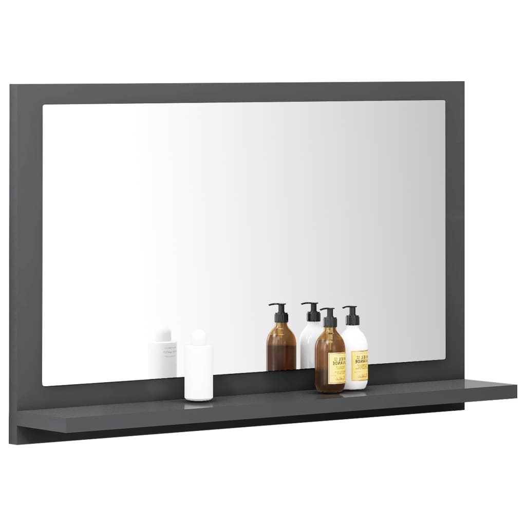vidaXL Espelho de casa de banho 60x10,5x37 cm contraplacado cinzento