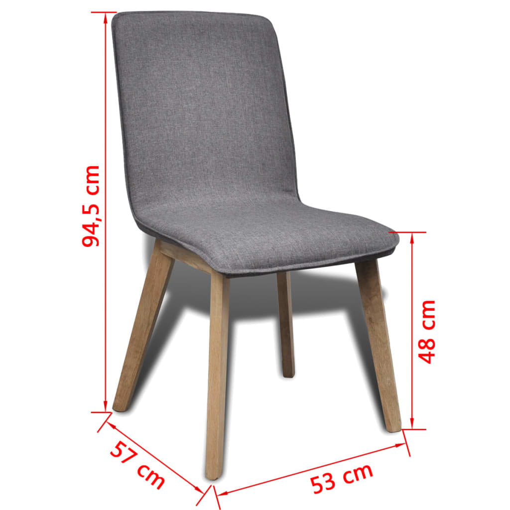vidaXL Cadeiras jantar 6 pcs tecido cinzento-claro e carvalho maciço