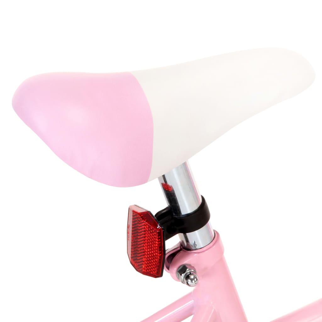 vidaXL Bicicleta criança c/ plataforma frontal roda 14" branco/rosa