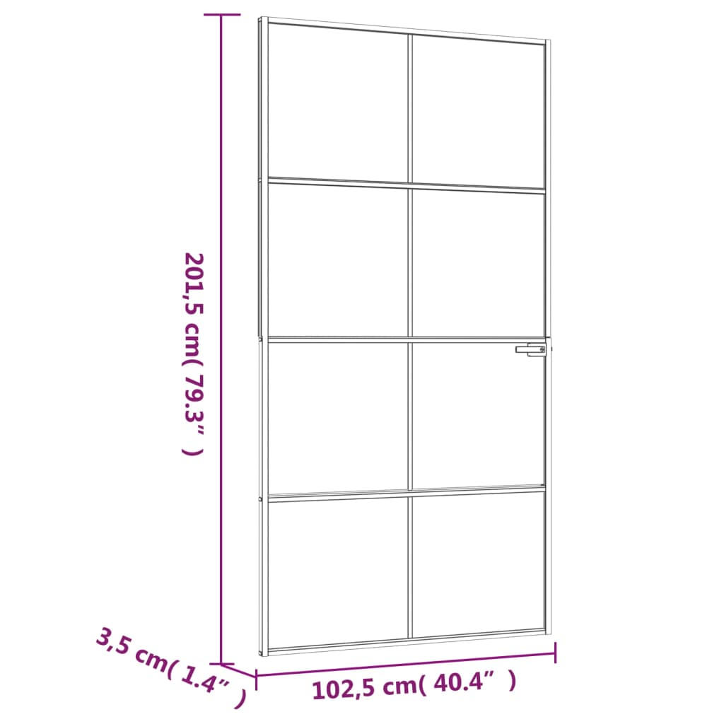 vidaXL Porta interior 102x201,5cm vidro temperado/alumínio fino branco