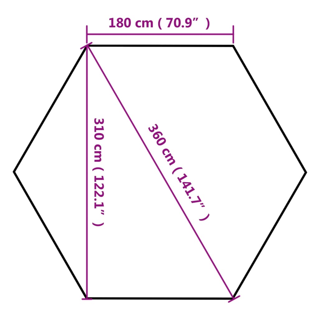 vidaXL Tenda pop-up hexágono c/paredes 3,6x3,1m 220g/m² cinza-castanho