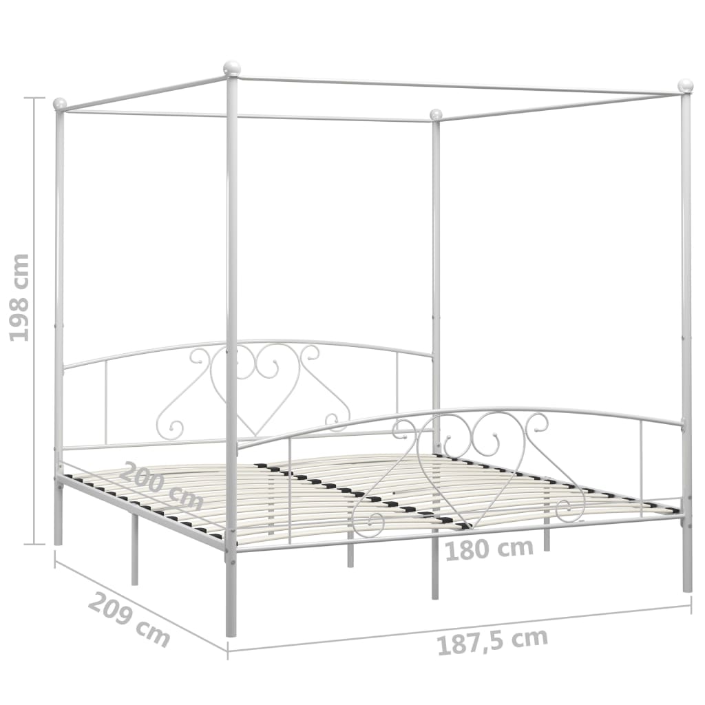 vidaXL Estrutura de cama com dossel metal 180x200 cm branco