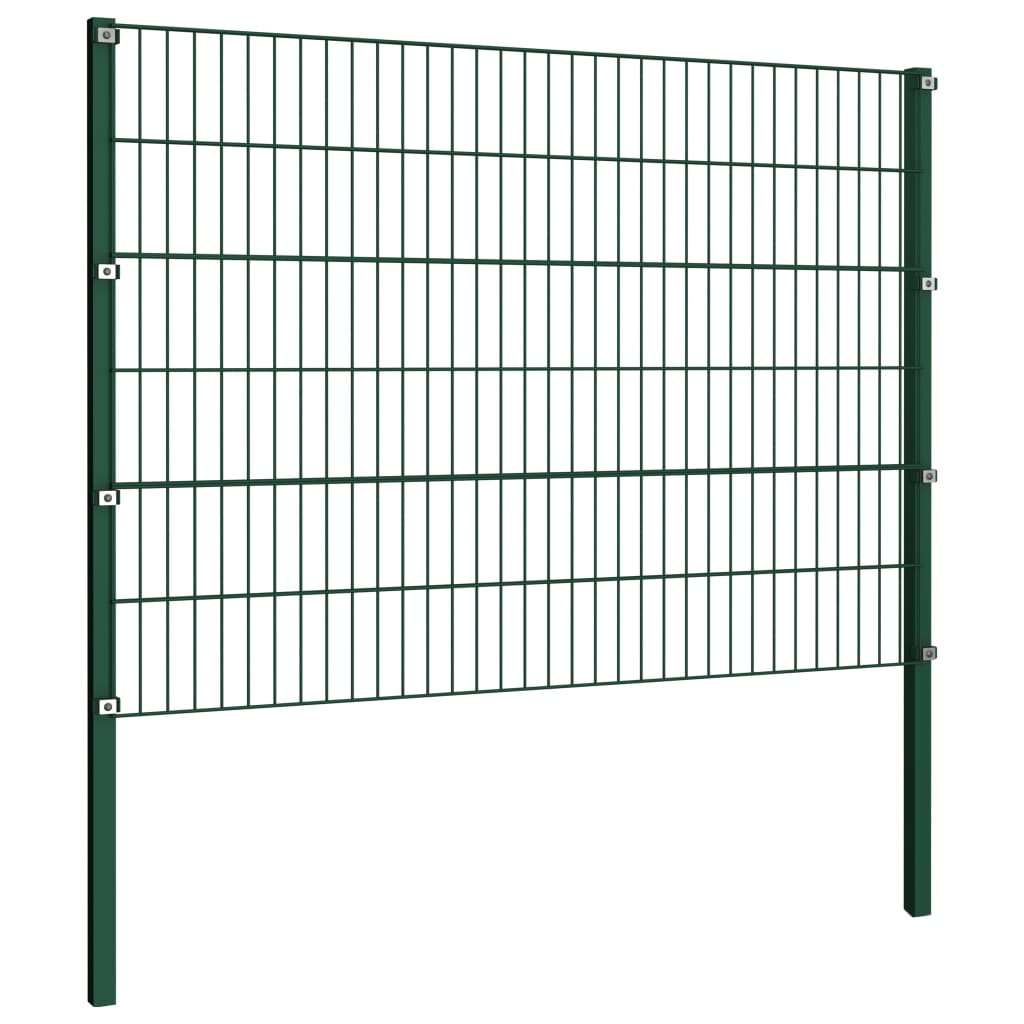 vidaXL Painel de vedação com postes ferro 10,2x1,2 m verde