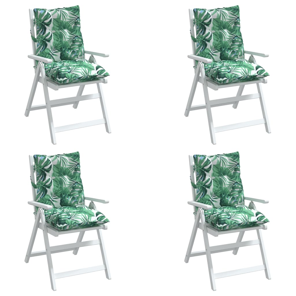 vidaXL Almofadões cadeira de encosto baixo 4 pcs oxford padrão folhas