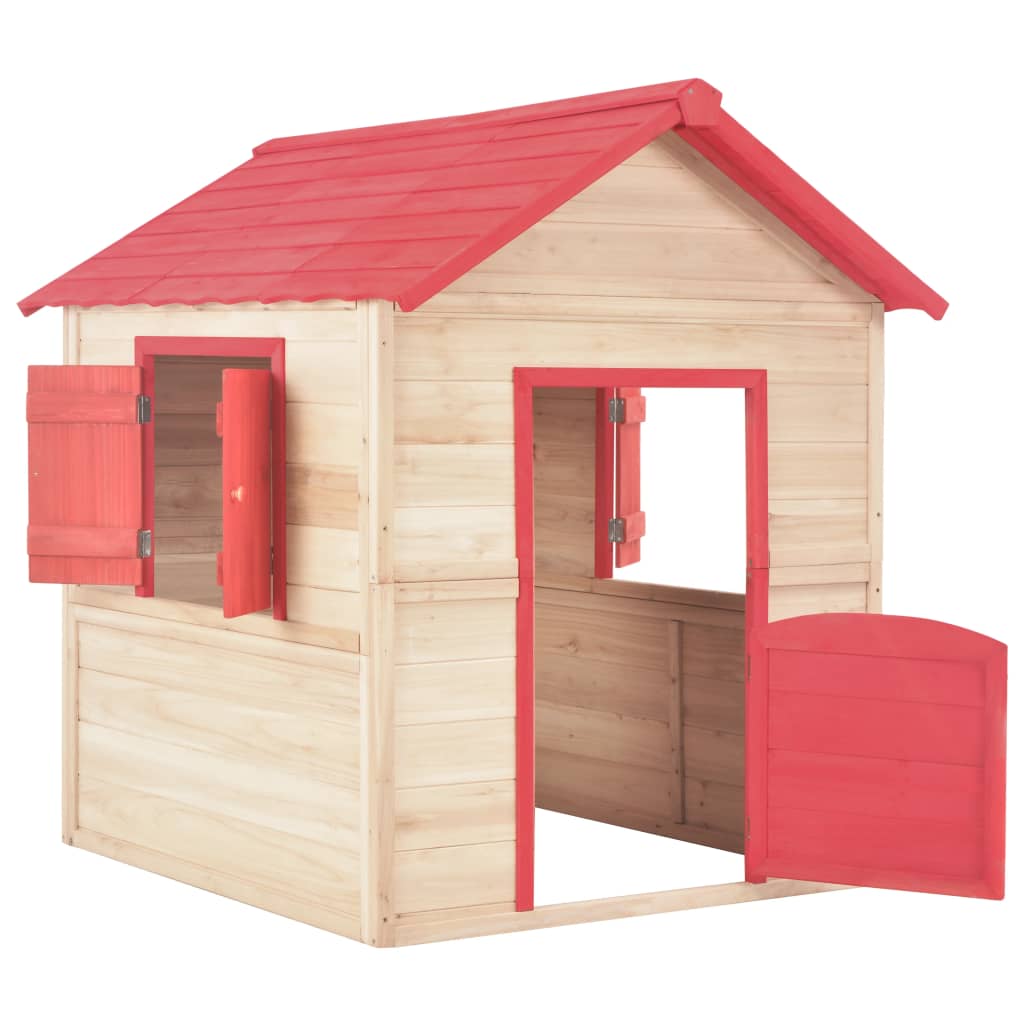 vidaXL Casa de brincar para crianças madeira de abeto vermelho