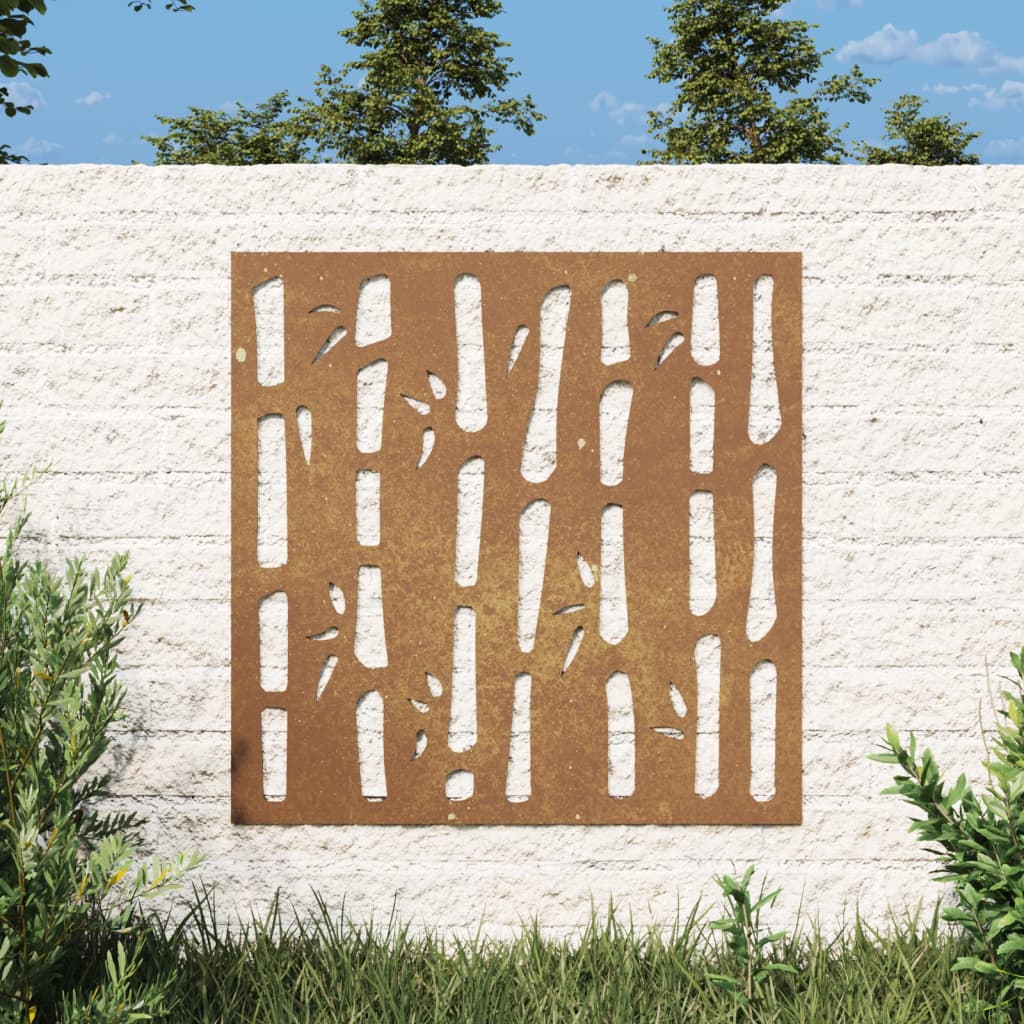 vidaXL Decoração p/ muro de jardim 555x55 cm aço corten design bambu