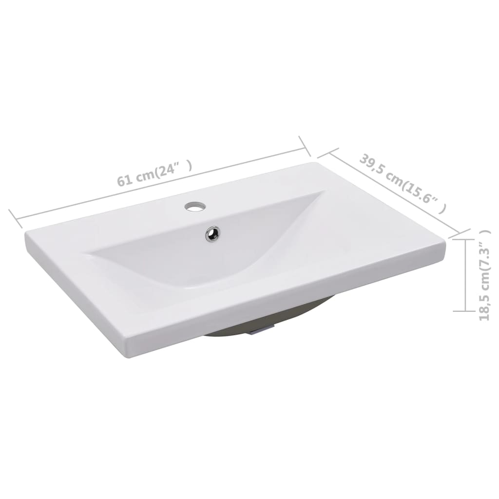 vidaXL Armário + lavatório embutido derivados madeira branco brilhante