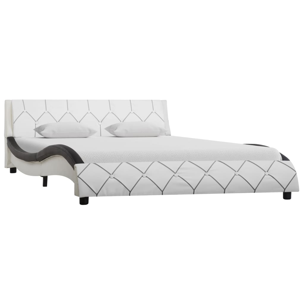vidaXL Estrutura de cama 120x200 cm couro artificial branco e preto