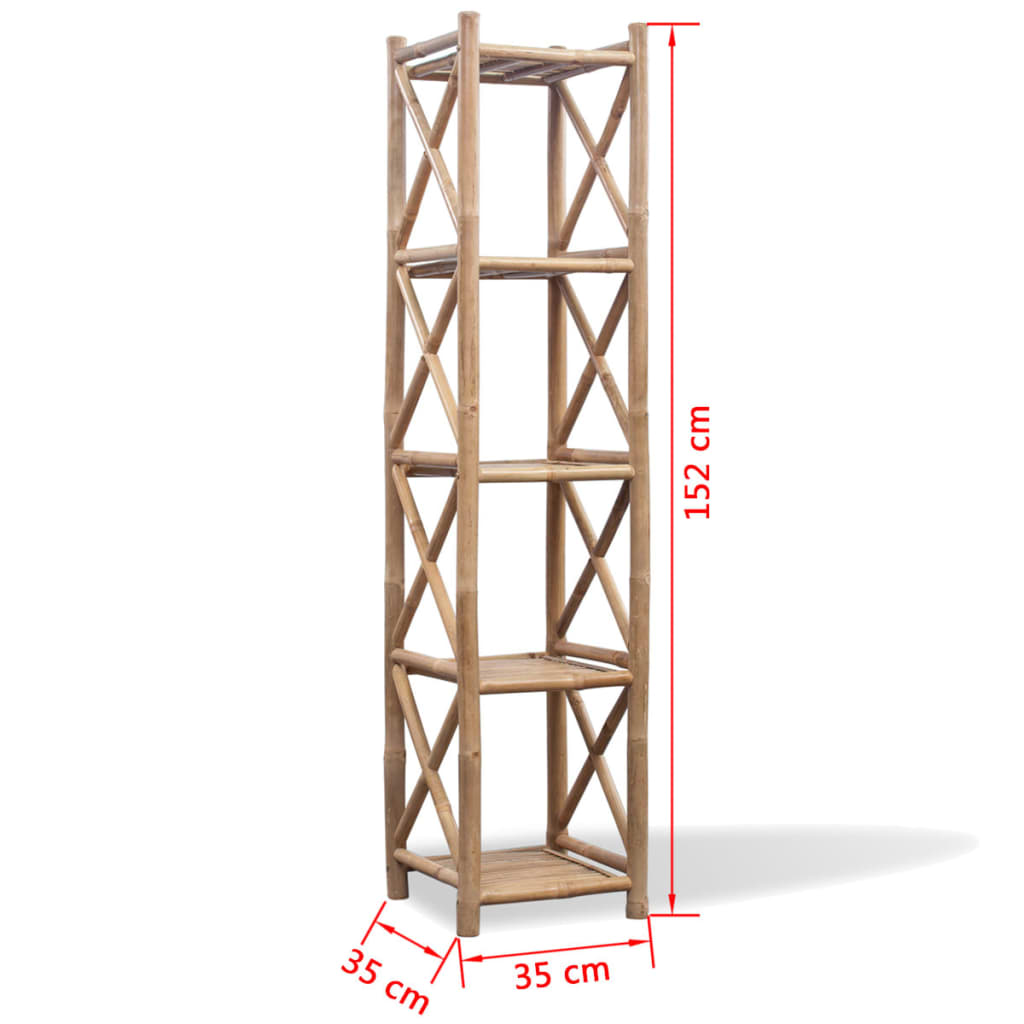 Estante de bambu quadrado com 5 níveis