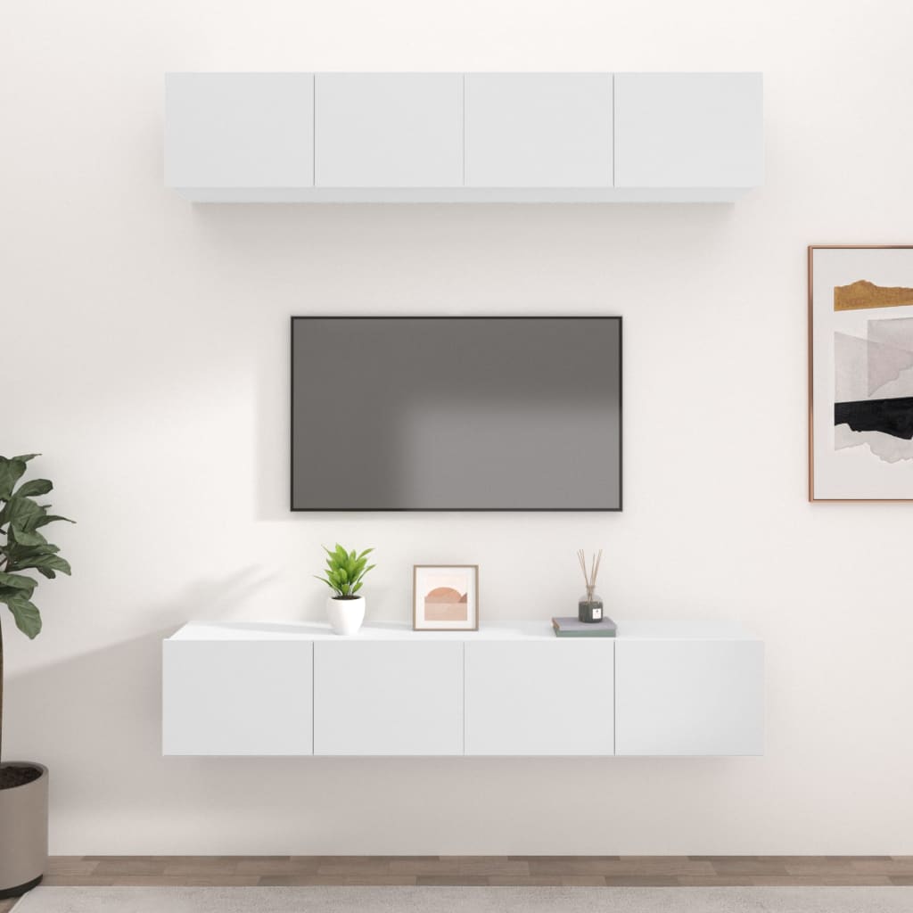 vidaXL Móveis de TV 4 pcs 80x30x30 cm derivados de madeira branco