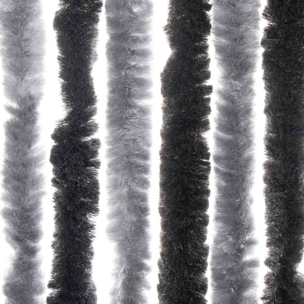 vidaXL Cortina anti-insetos 100x230 cm chenille cinzento e preto