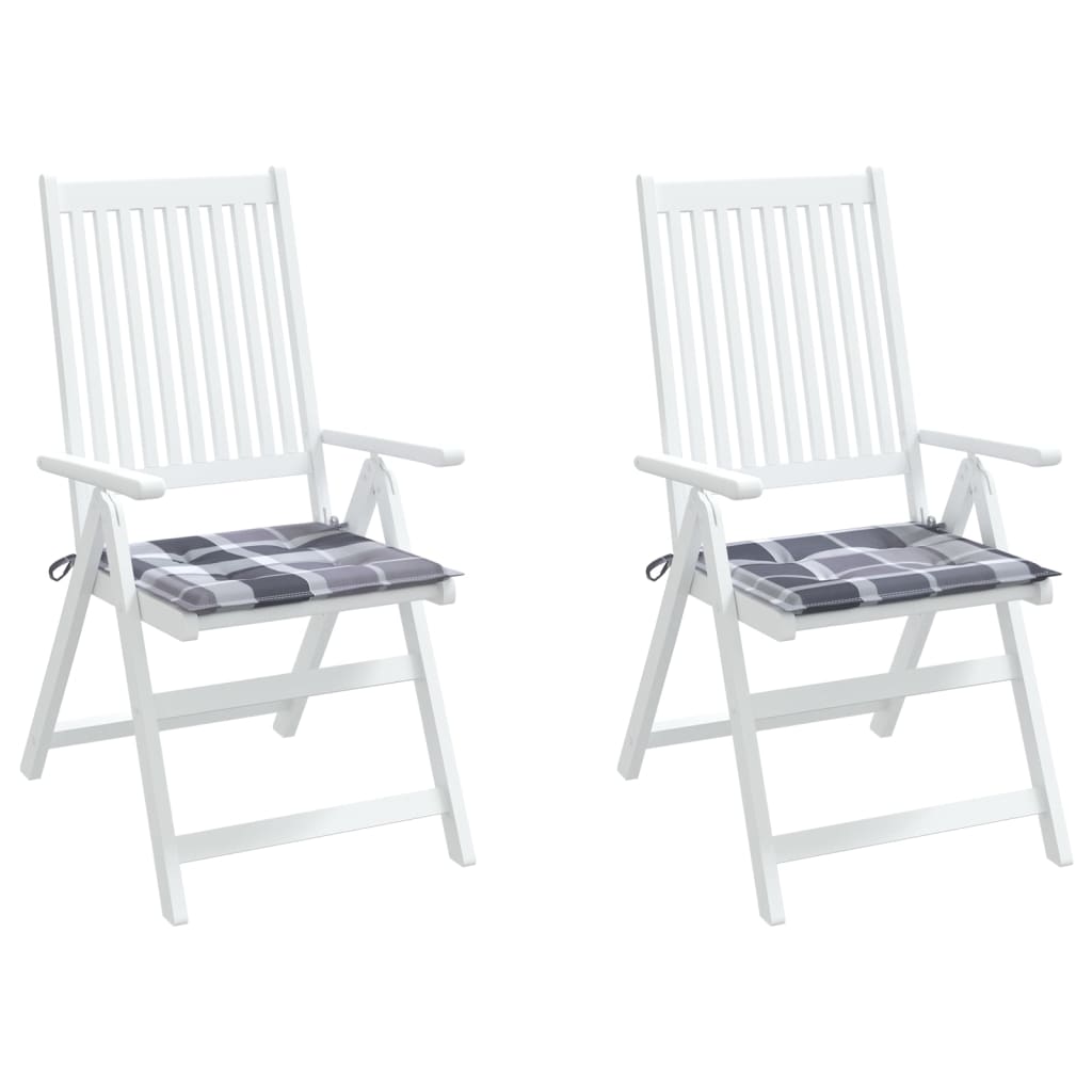 vidaXL Almofadões cadeiras jardim 2pcs tecido oxford xadrez cinzento