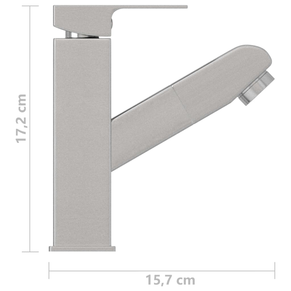 vidaXL Torneira extraível p/ lavatório casa de banho 157x172 mm prata