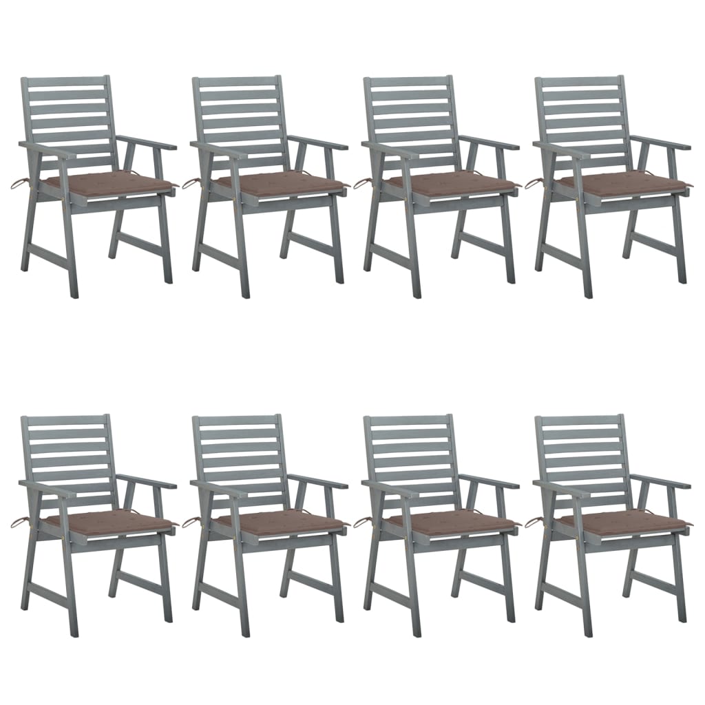 vidaXL Cadeiras de jantar exterior c/ almofadões 8 pcs acácia maciça