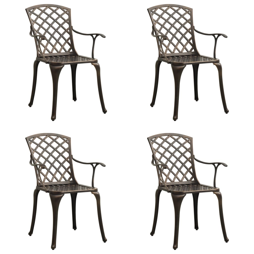 vidaXL Cadeiras de jardim 4 pcs alumínio fundido bronze