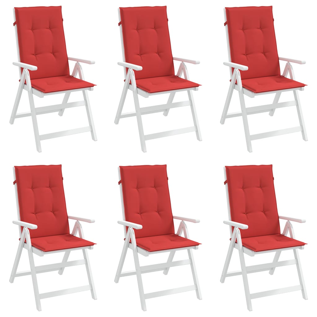 vidaXL Almofadões para cadeiras altas de jardim 6 pcs tecido vermelho